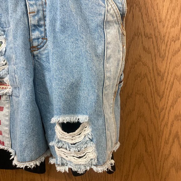 Vintage 90s Unionbay Denim Distressed Short Overalls with Leggings - M - Picture 5 of 9